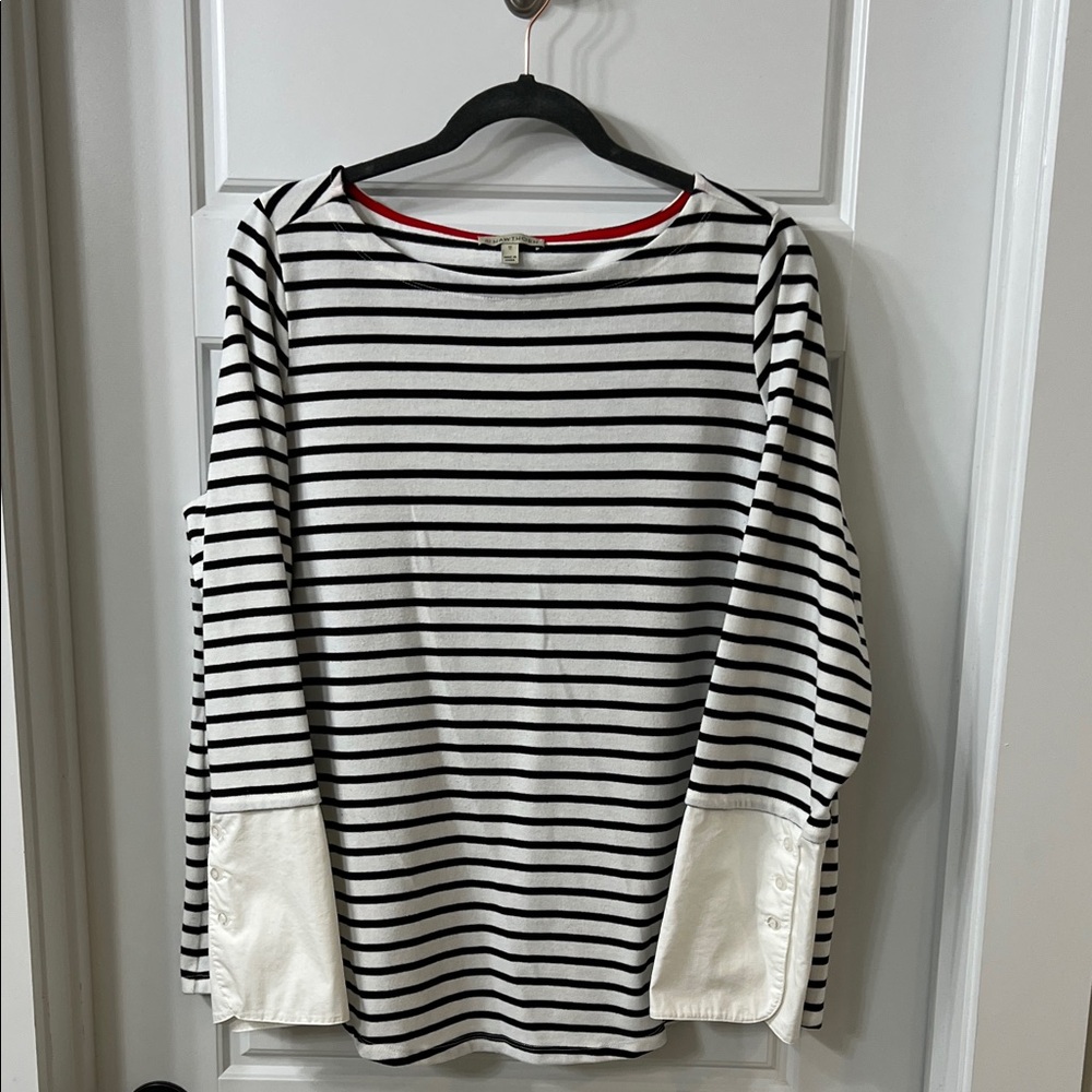 41 Hawthorn Black and White Striped Top with Red Trim